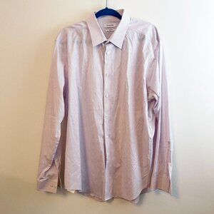 Calvin Klein Steel Slim Fit Pink White Pinstripe Button Down Shirt. 2XL